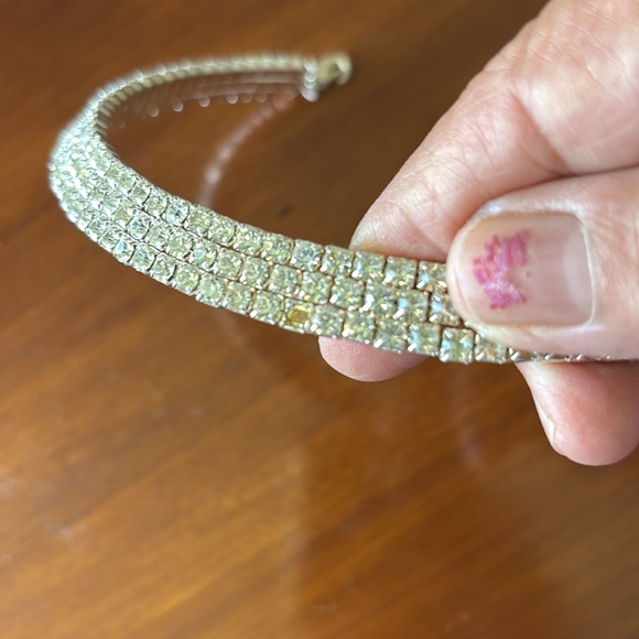 Vintage So Cute Elegant Silver Rhinestone Choker Necklace. - Picture 11 of 11